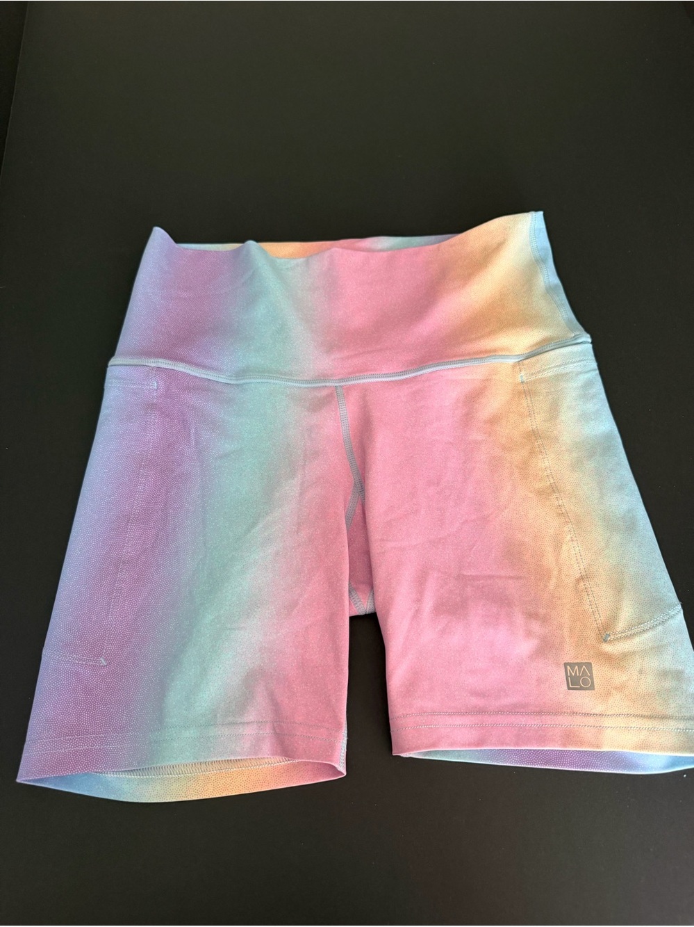 MALO Republic High-Waist Rainbow Ombre Bike Shorts - Pink/Blue Womens Small